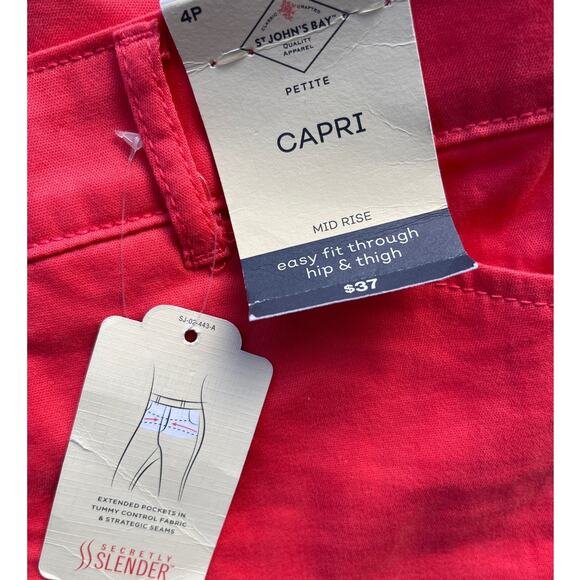 NWT St John's Bay Capri Pant Mid Rise secretly slender Sz 4 Petite  NWT - Picture 8 of 11